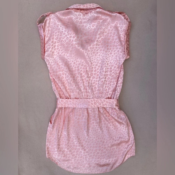 Joie Daran Pink Leopard Jacquard Tie Shirt Dress - Picture 3 of 6